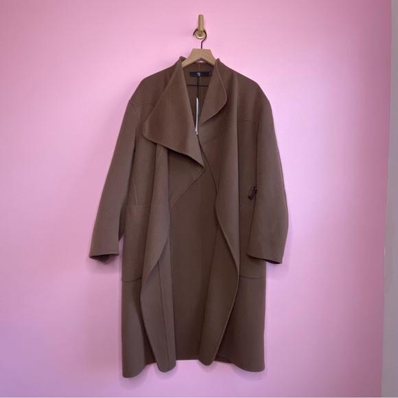 Jil Sander Uniqlo Collab Wool Cashmere Blend Wrap Coat, Tan, M - Picture 3 of 14